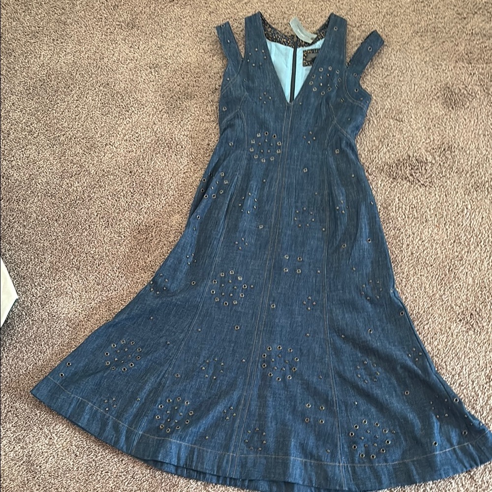 Anthropologie Blue Denim Midi Dress